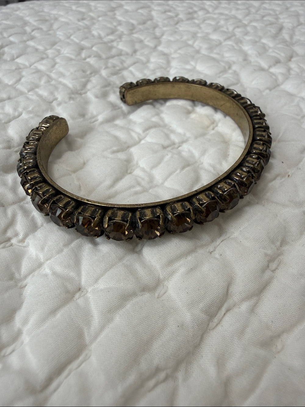 J. Crew Antique-Inspired Gold-Tone Cuff Bracelet with Brown Stones